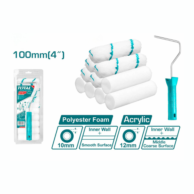 Brosse cylindrique 12 en 1 Set Outils de Peinture TOTAL Brosse cylindrique 12 en 1 Set - ABMAROC | Vente de matériel de bricolage, jardinage, électroportatif en ligne - Bricolage maroc
