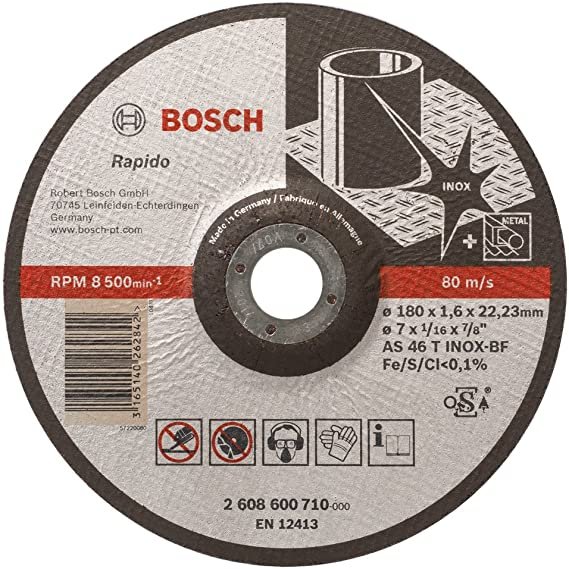 DISQUE A TRON DEPORTE INOX 180 mm, 1,6 mm Expert 2608600710 Bosch BOSCH DISQUE A TRON DEPORTE INOX 180 mm, 1,6 mm Expert 2608600710 - ABMAROC | Vente de matériel de bricolage, jardinage, électroportatif en ligne - Bricolage maroc