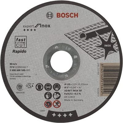 DISQUE A TRONCONNER PLAT INOX 125X1 mm Expert 2608600549 Bosch BOSCH DISQUE A TRONCONNER PLAT INOX 125X1 mm Expert 2608600549 - ABMAROC | Vente de matériel de bricolage, jardinage, électroportatif en ligne - Bricolage maroc