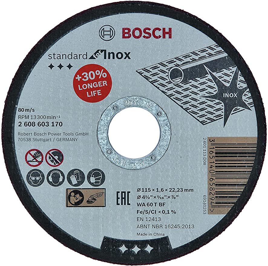 Meule à ébarber à moyeu déporté Standard for Metal – A 24 P BF, 125 mm, 22,23 mm, 6,0 mm 2608603170 Bosch BOSCH Meule à ébarber à moyeu déporté Standard for Metal – A 24 P BF, 125 mm, 22,23 mm, 6,0 mm 2608603170 - ABMAROC | Vente de matériel de bricolage, jardinage, électroportatif en ligne - Bricolage maroc