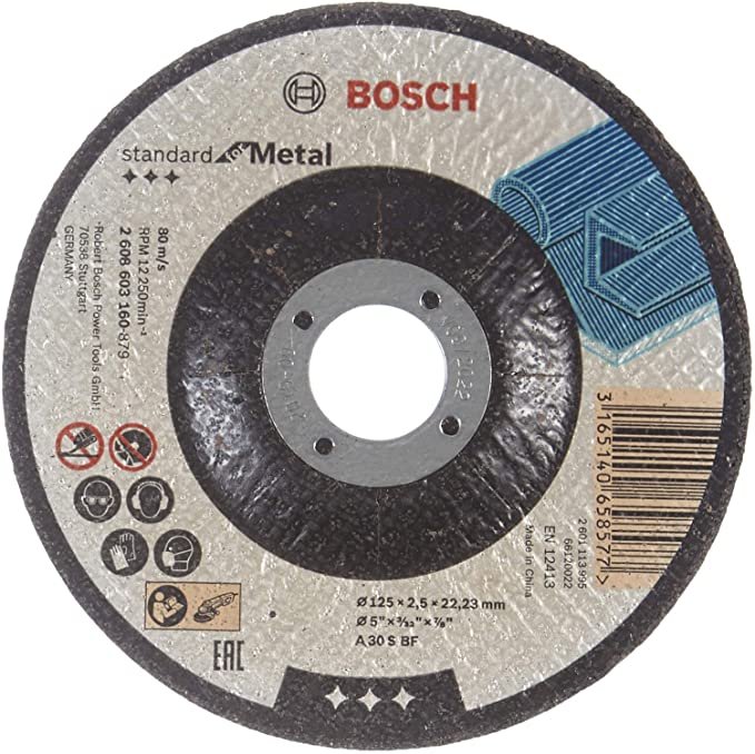 Disq à tronçonner déporté Standard for Metal – A 30 S BF, 125 mm, 22,23 mm, 2,5 mm 2608603160 Bosch BOSCH Disq à tronçonner déporté Standard for Metal – A 30 S BF, 125 mm, 22,23 mm, 2,5 mm 2608603160 - ABMAROC | Vente de matériel de bricolage, jardinage, électroportatif en ligne - Bricolage maroc