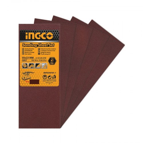 Jeu feuilles abrasives ponçage 5pcs 90*231mm FS320 INGCO INGCO Jeu feuilles abrasives ponçage 5pcs 90*231mm FS320 - ABMAROC | Vente de matériel de bricolage, jardinage, électroportatif en ligne - Bricolage maroc