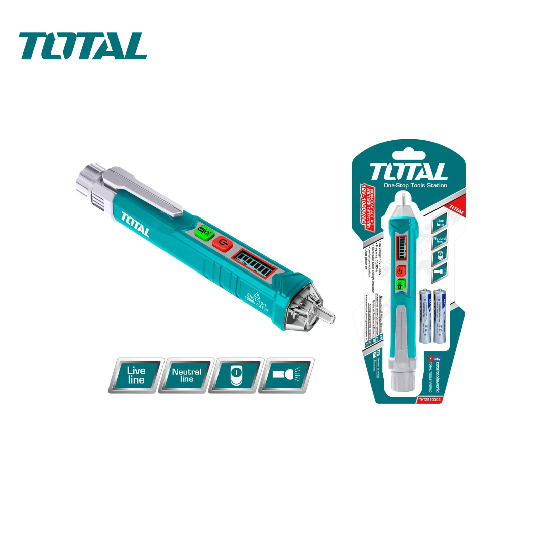 Détecteur de tension AC TOTAL Outils de mesure TOTAL Détecteur de tension AC TOTAL - ABMAROC | Vente de matériel de bricolage, jardinage, électroportatif en ligne - Bricolage maroc