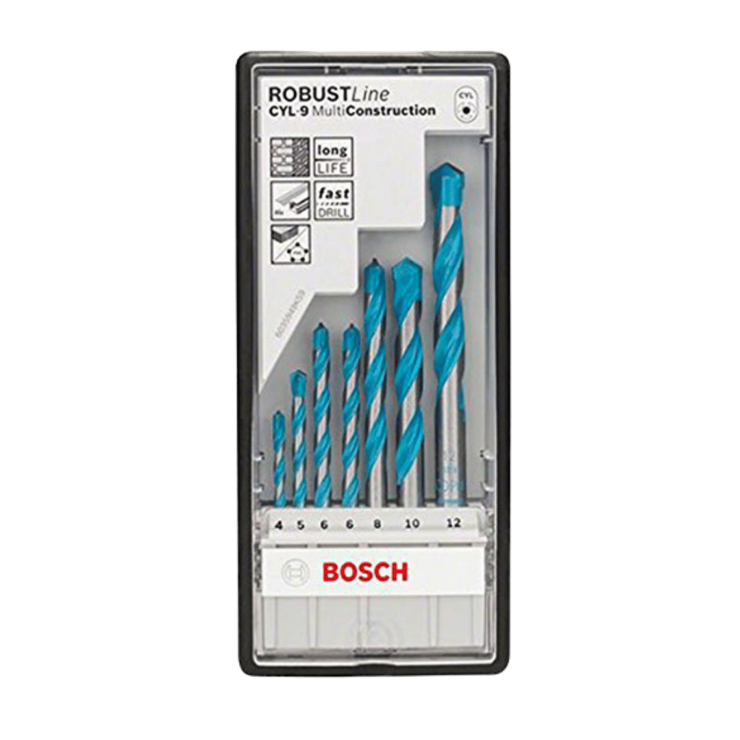 Assortiment de forets polyvalents CYL-9 Multi Construction 4/5/6/6/8/10/12 mm 2607010543 Accessoires menuiserie BOSCH Assortiment de forets polyvalents CYL-9 Multi Construction 4/5/6/6/8/10/12 mm 2607010543 - ABMAROC | Vente de matériel de bricolage, jardinage, électroportatif en ligne - Bricolage maroc
