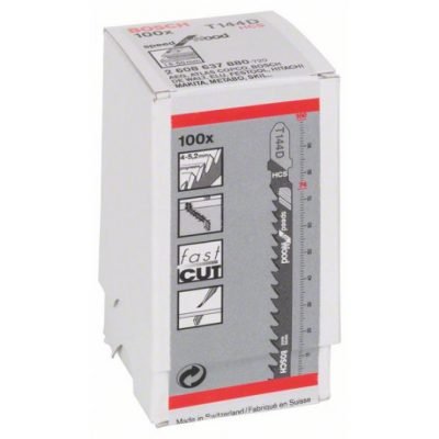 Boite de 100 LAMES SCIE SAUTEUSE T144D BOIS 2608637880 Accessoires menuiserie BOSCH Boite de 100 LAMES SCIE SAUTEUSE T144D BOIS 2608637880 - ABMAROC | Vente de matériel de bricolage, jardinage, électroportatif en ligne - Bricolage maroc
