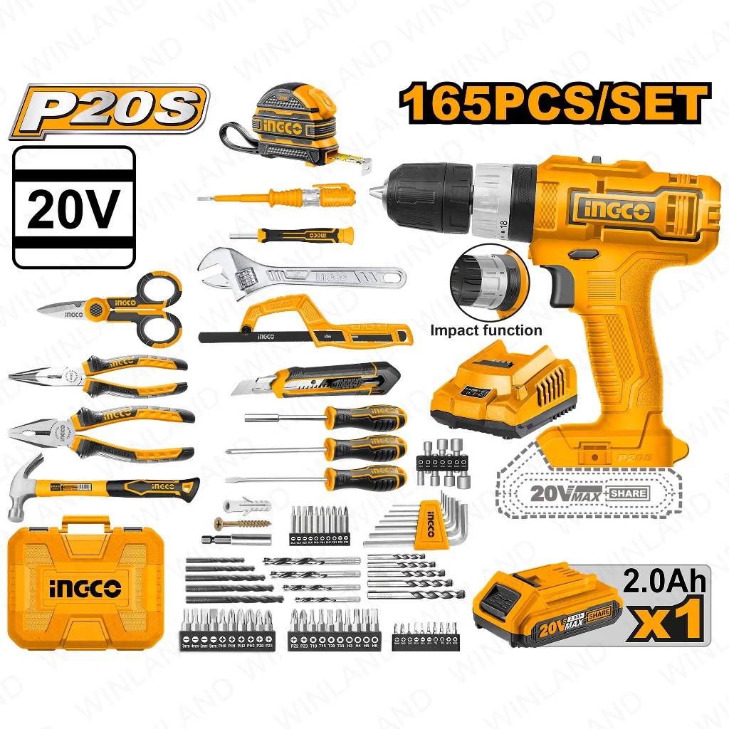 Coffret visseuse 20V + 164 outils/accessoires HKTHP11651 INGCO INGCO Coffret visseuse 20V + 164 outils/accessoires HKTHP11651 - ABMAROC | Vente de matériel de bricolage, jardinage, électroportatif en ligne - Bricolage maroc