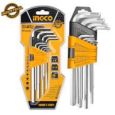 Clés Hex Set de 9 pièces 1.5-10mm Clés INGCO Clés Hex Set de 9 pièces 1.5-10mm - ABMAROC | Vente de matériel de bricolage, jardinage, électroportatif en ligne - Bricolage maroc