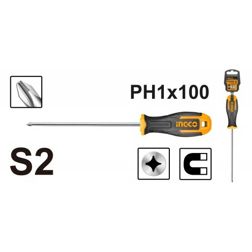 Tournevis Phillips PH2 D: 5mm L:100 INGCO INGCO Tournevis Phillips PH2 D: 5mm L:100 - ABMAROC | Vente de matériel de bricolage, jardinage, électroportatif en ligne - Bricolage maroc