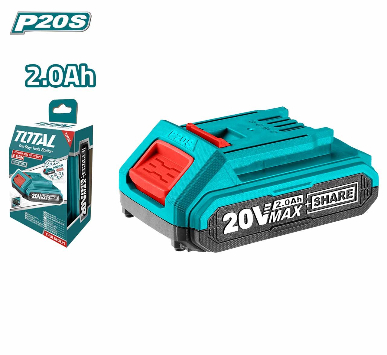 Batterie au lithium-ion 20V Chargeurs et Batteries TOTAL Batterie au lithium-ion 20V - ABMAROC | Vente de matériel de bricolage, jardinage, électroportatif en ligne - Bricolage maroc