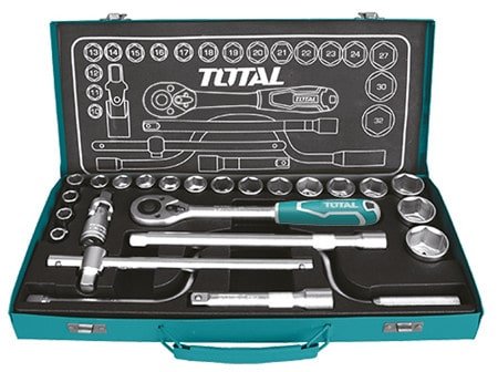 Jeu de 24 douilles 1/2″ Moins de -999 dh TOTAL Jeu de 24 douilles 1/2″ - ABMAROC | Vente de matériel de bricolage, jardinage, électroportatif en ligne - Bricolage maroc