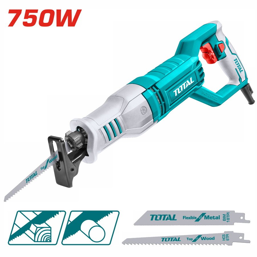 Scie sabre 750W Moins de -999 dh TOTAL Scie sabre 750W - ABMAROC | Vente de matériel de bricolage, jardinage, électroportatif en ligne - Bricolage maroc