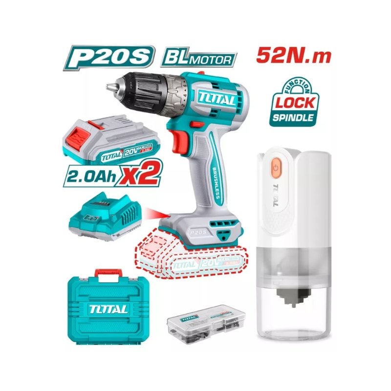 Perceuse Visseuse sans fil Brushless 20V avec Broyeur à café sans fil Outils Sans Fil TOTAL Perceuse Visseuse sans fil Brushless 20V avec Broyeur à café sans fil - ABMAROC | Vente de matériel de bricolage, jardinage, électroportatif en ligne - Bricolage maroc