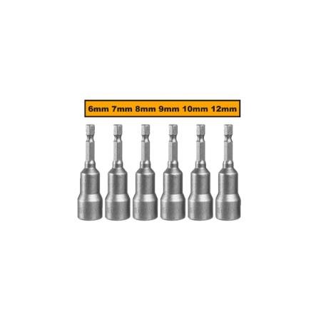 Jeu d’embouts de vissage d’écrous magnétiques 6pcs Embouts de Vissage INGCO Jeu d’embouts de vissage d’écrous magnétiques 6pcs - ABMAROC | Vente de matériel de bricolage, jardinage, électroportatif en ligne - Bricolage maroc