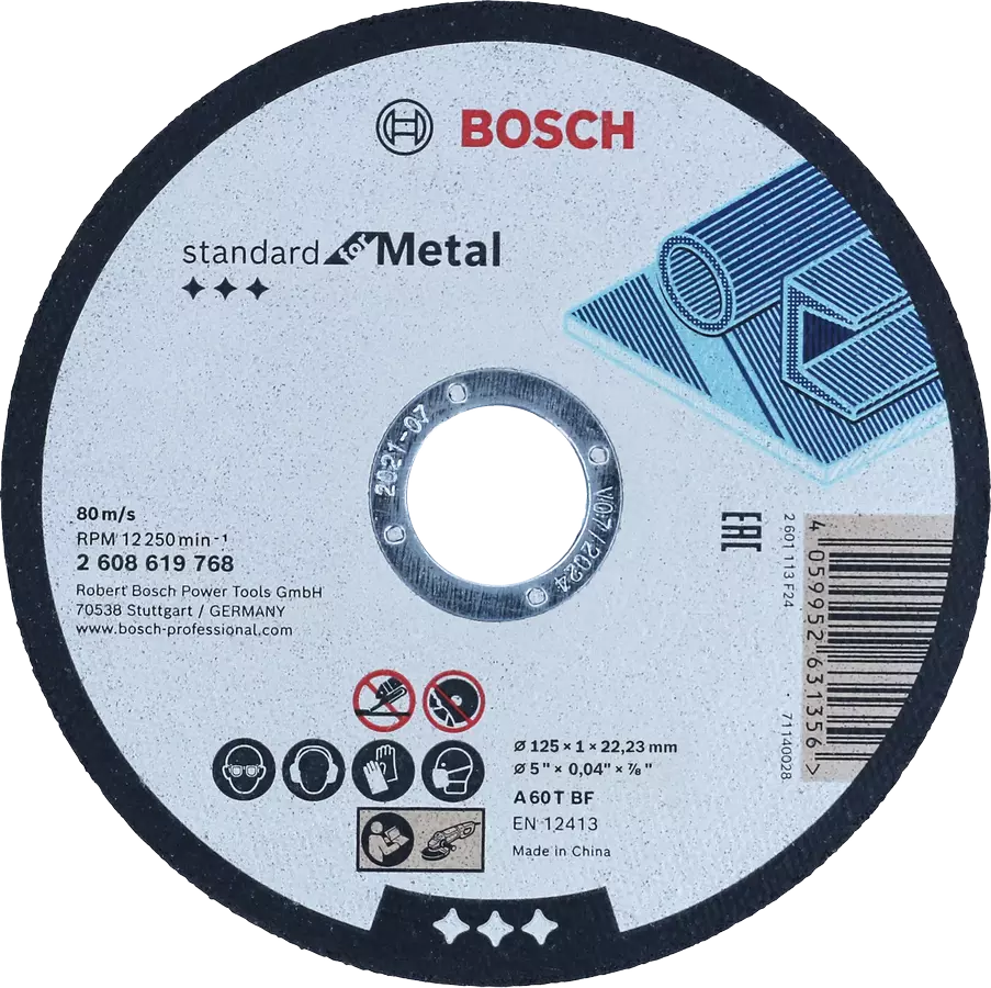 Disque abrasifs a tronconner Standard for metal 125x1mm NEW 2608619768 Bosch BOSCH Disque abrasifs a tronconner Standard for metal 125x1mm NEW 2608619768 - ABMAROC | Vente de matériel de bricolage, jardinage, électroportatif en ligne - Bricolage maroc