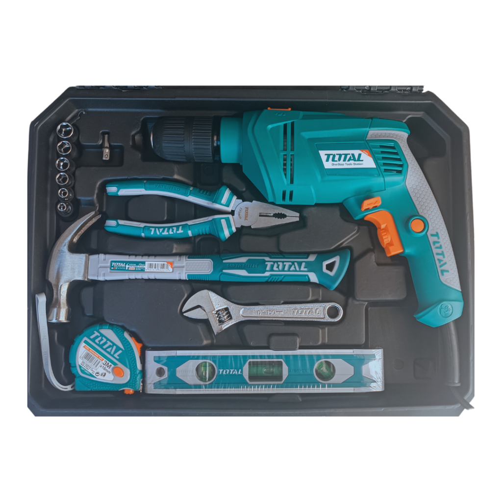 Perceuse 650W avec Jeu d’outils de 101 Pièces Moins de -999 dh TOTAL Perceuse 650W avec Jeu d’outils de 101 Pièces - ABMAROC | Vente de matériel de bricolage, jardinage, électroportatif en ligne - Bricolage maroc