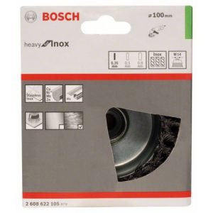 BROSSE BOISSEAU BOSCH INOX 100MM M14 0,35 HFI 2608622105