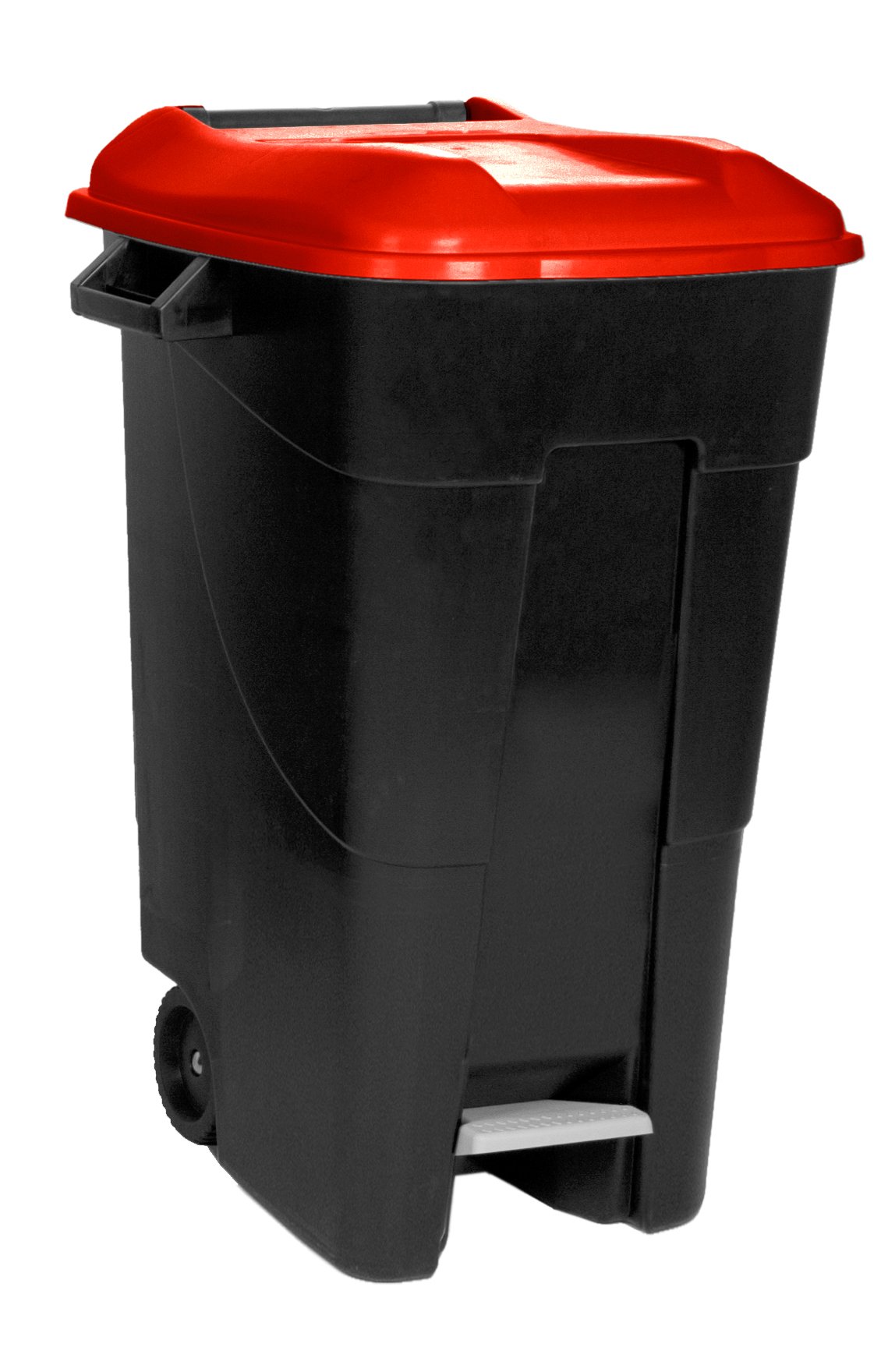 Poubelles plastiques pour la collecte des déchets à 2 roues - 120L Conteneurs en plastique à déchets à 2 roues - 120L avec couvercle en rouge
