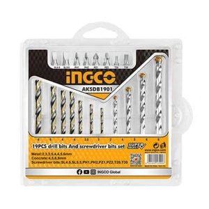 Ingco 19PCS Drill Bits & screwdriver Bits Set AKSDB1901 INGCO INGCO Ingco 19PCS Drill Bits & screwdriver Bits Set AKSDB1901 - ABMAROC | Vente de matériel de bricolage, jardinage, électroportatif en ligne - maroc Bricolage Ingco 19PCS Drill Bits & screwdriver Bits Set AKSDB1901