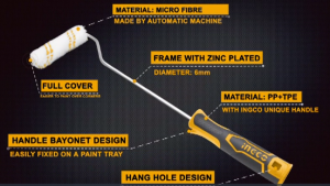 Manche à rouleaux 100mm INGCO INGCO Manche à rouleaux 100mm - ABMAROC | Vente de matériel de bricolage, jardinage, électroportatif en ligne - Bricolage maroc